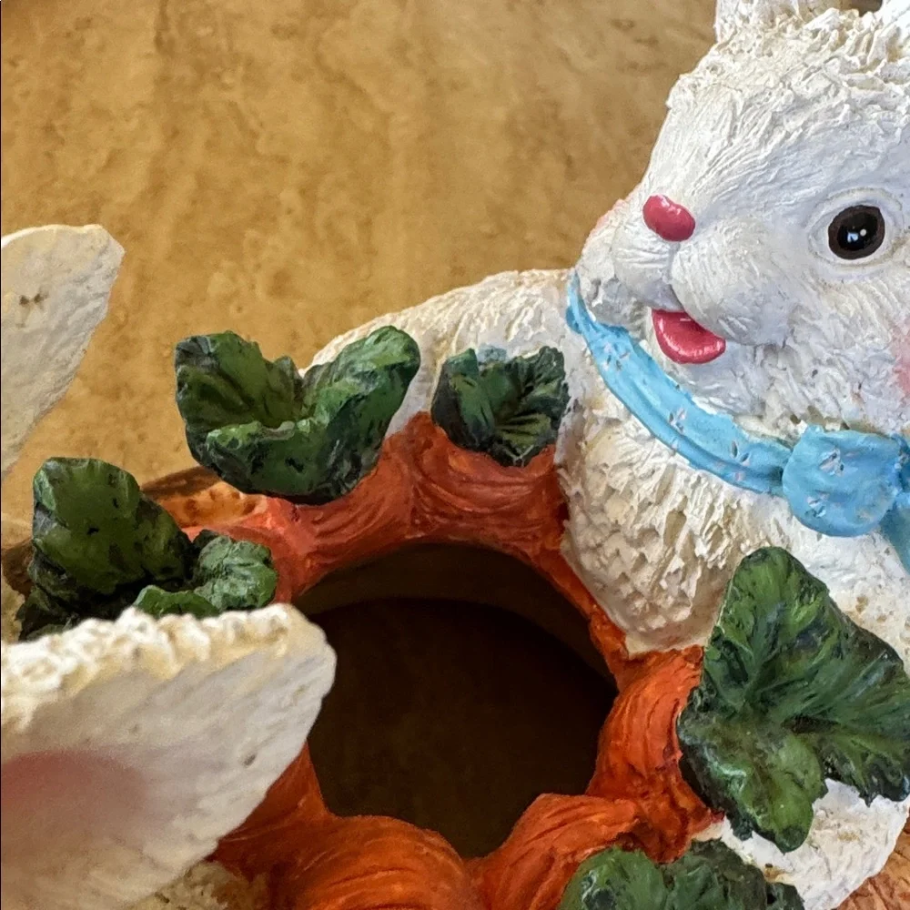 Decorative Rabbit Figurine with Basket - Multicolor